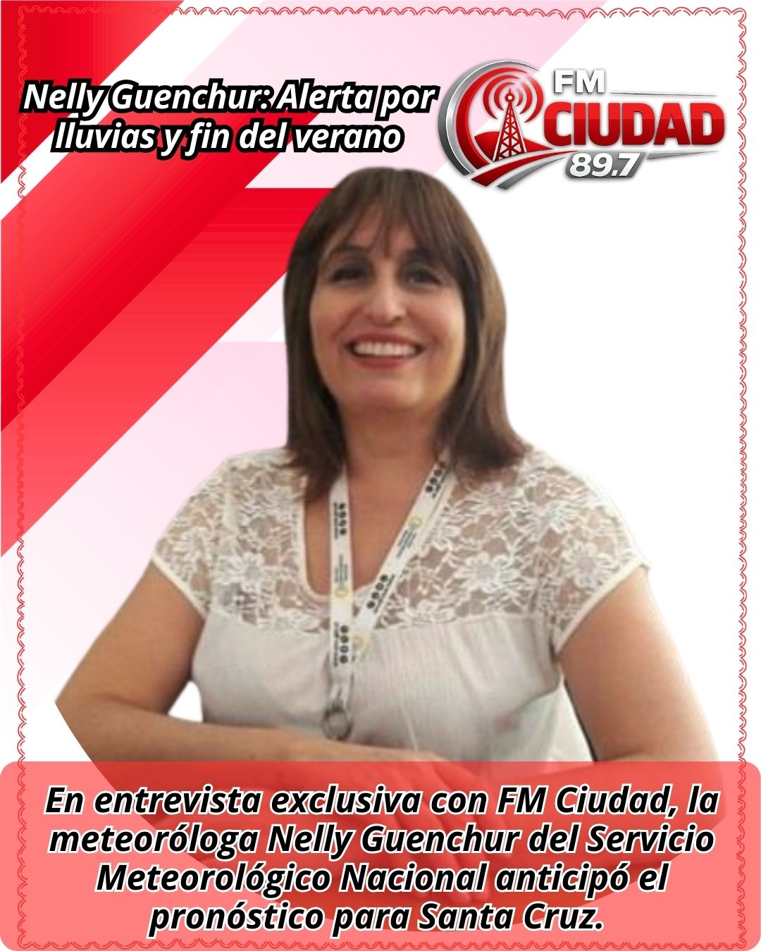Nelly Guenchur: Alerta por lluvias y fin del verano