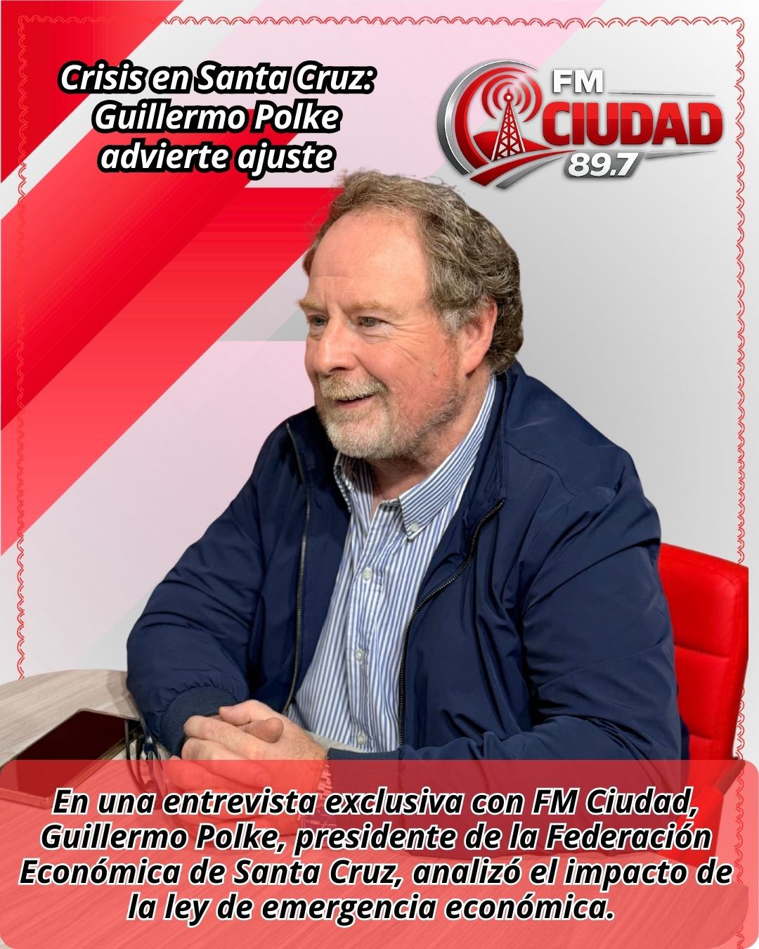 Crisis en Santa Cruz: Guillermo Polke advierte ajuste