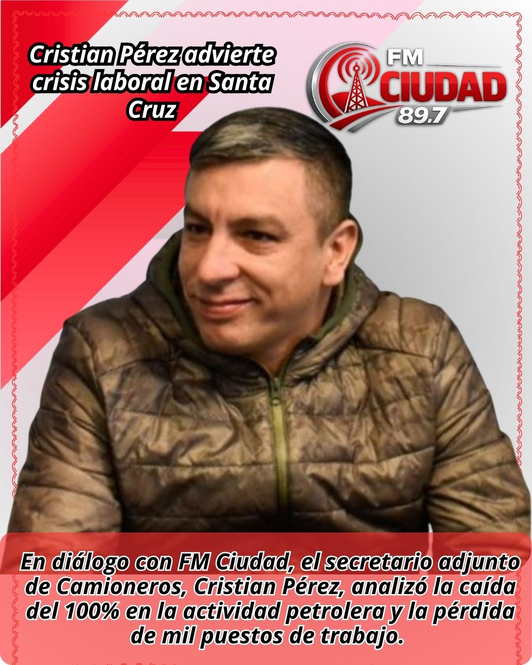 Cristian Pérez advierte crisis laboral en Santa Cruz