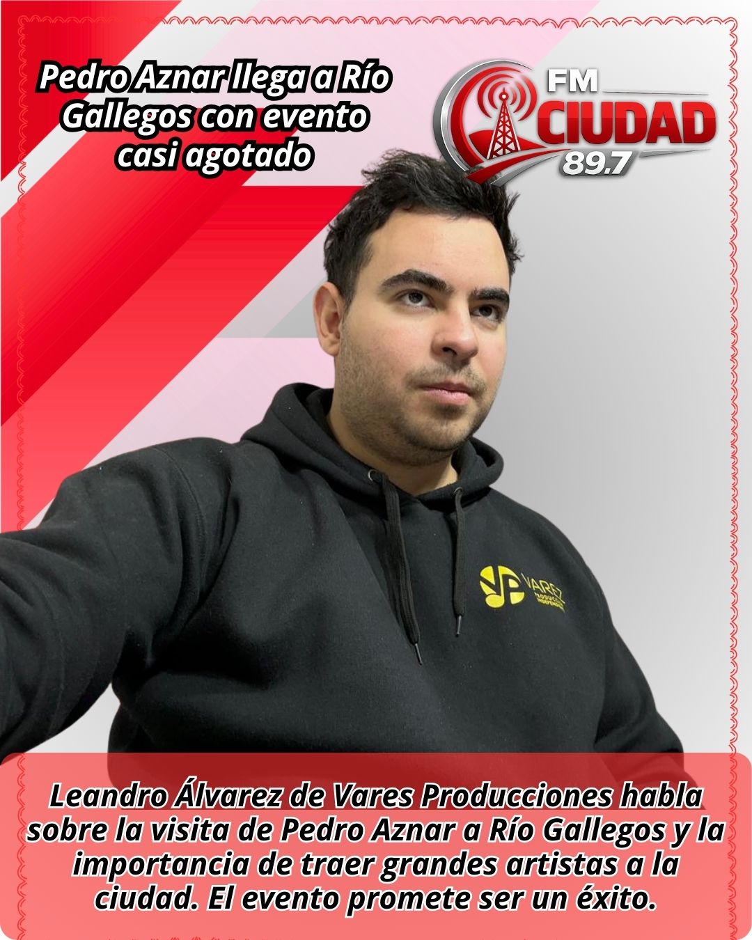 Pedro Aznar llega a Río Gallegos con evento casi agotado