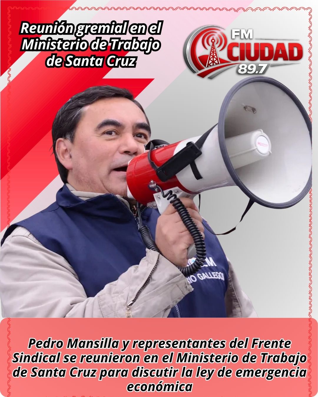 Reunión gremial en el Ministerio de Trabajo de Santa Cruz