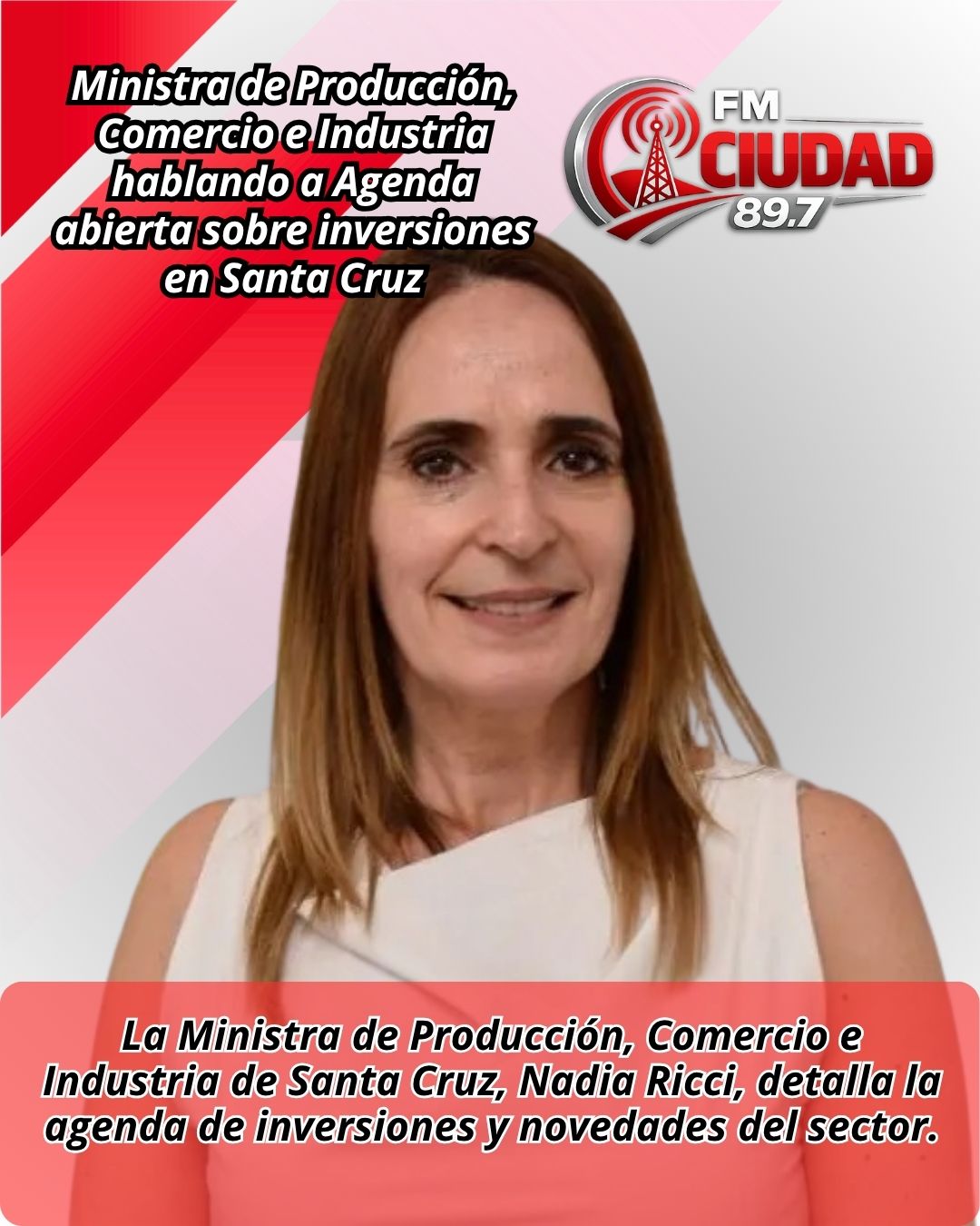 Ministra de Producción, Comercio e Industria hablando a Agenda abierta sobre inversiones en Santa Cruz