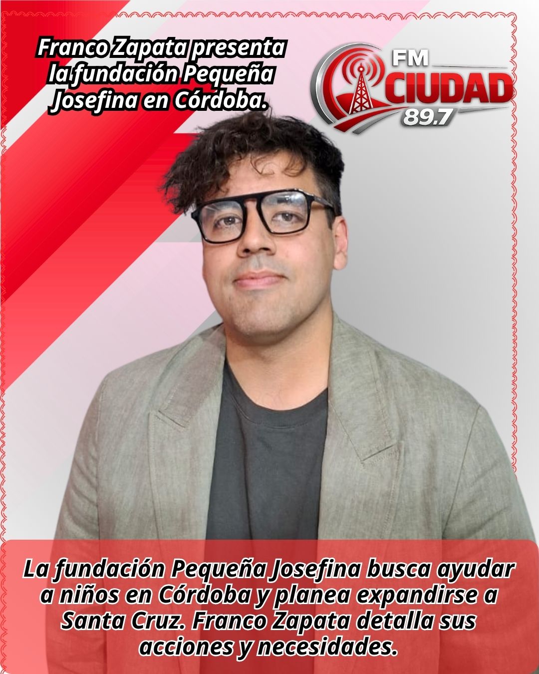 Franco Zapata presenta la fundación Pequeña Josefina en Córdoba.