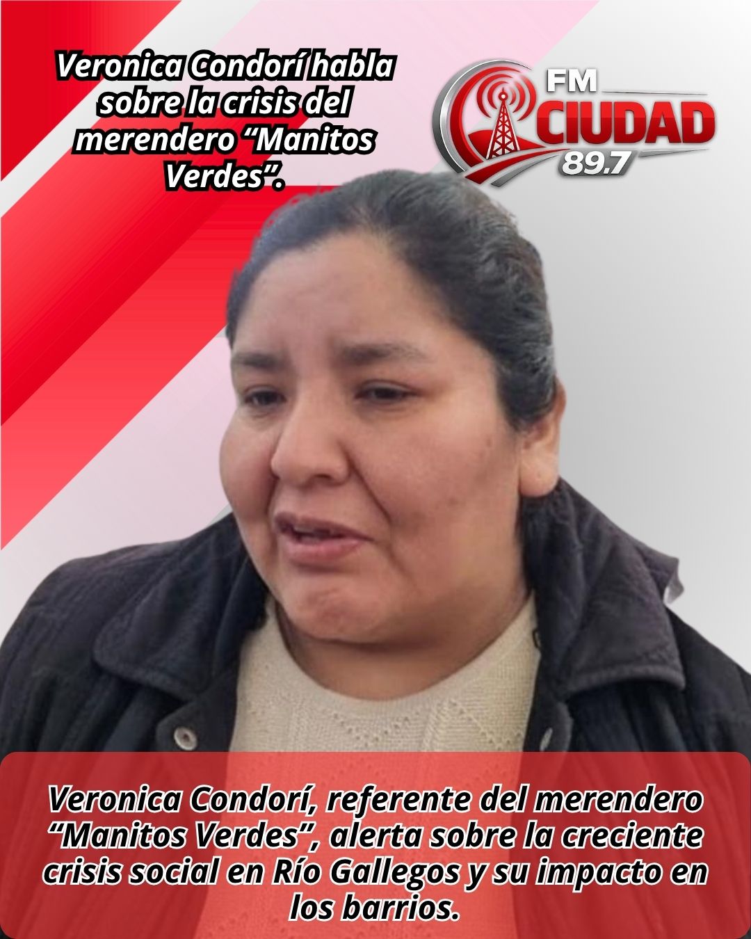 Veronica Condorí habla sobre la crisis del merendero “Manitos Verdes”.