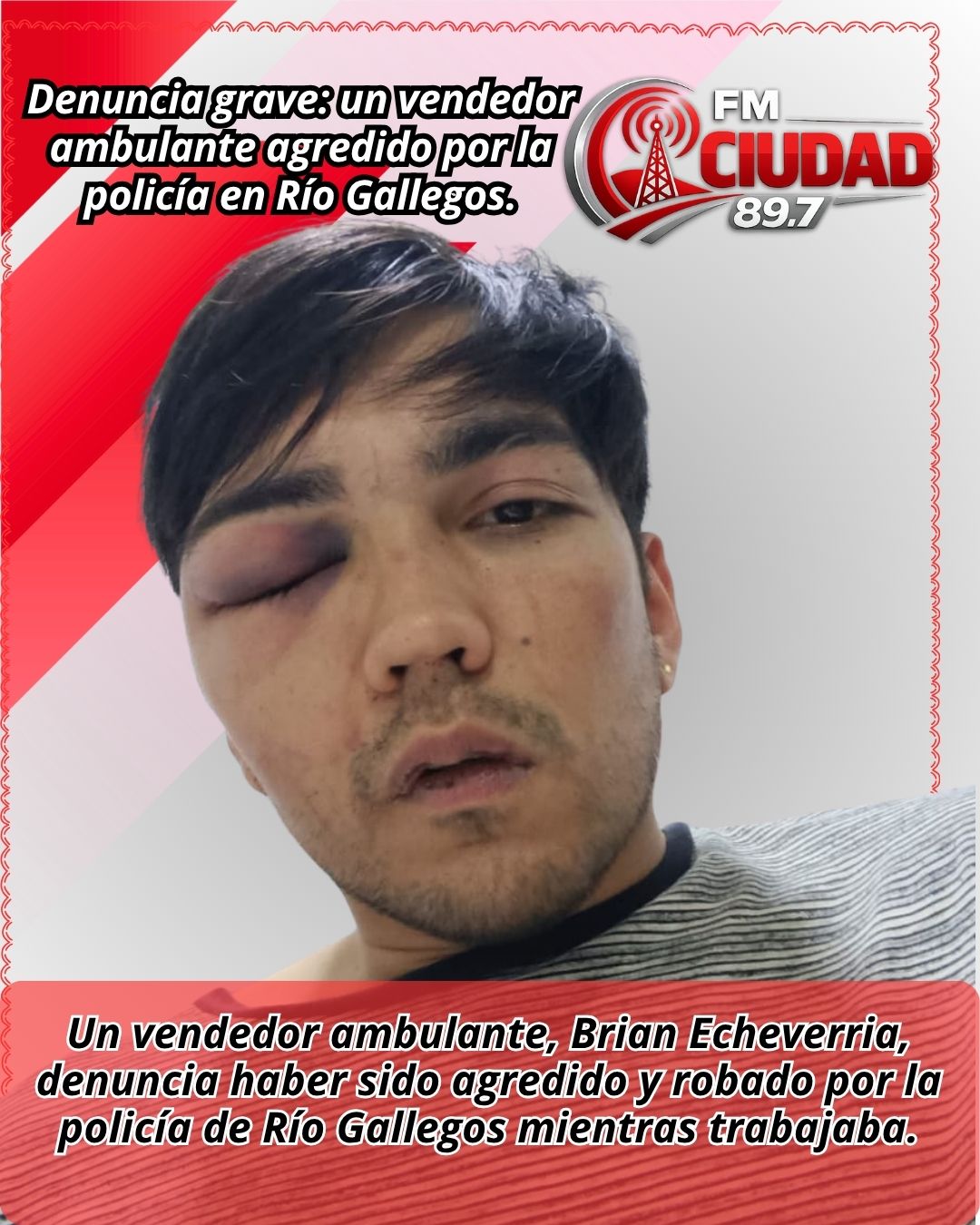 Denuncia grave: un vendedor ambulante agredido por la policía en Río Gallegos.