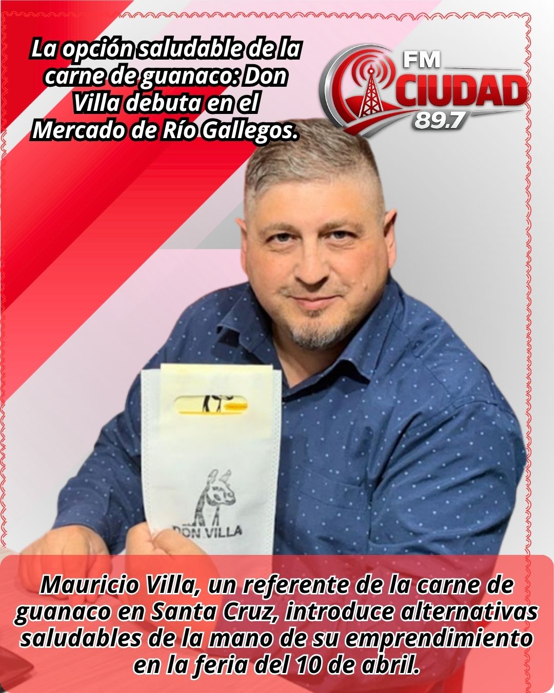 La opción saludable de la carne de guanaco: Don Villa debuta en el Mercado de Río Gallegos.