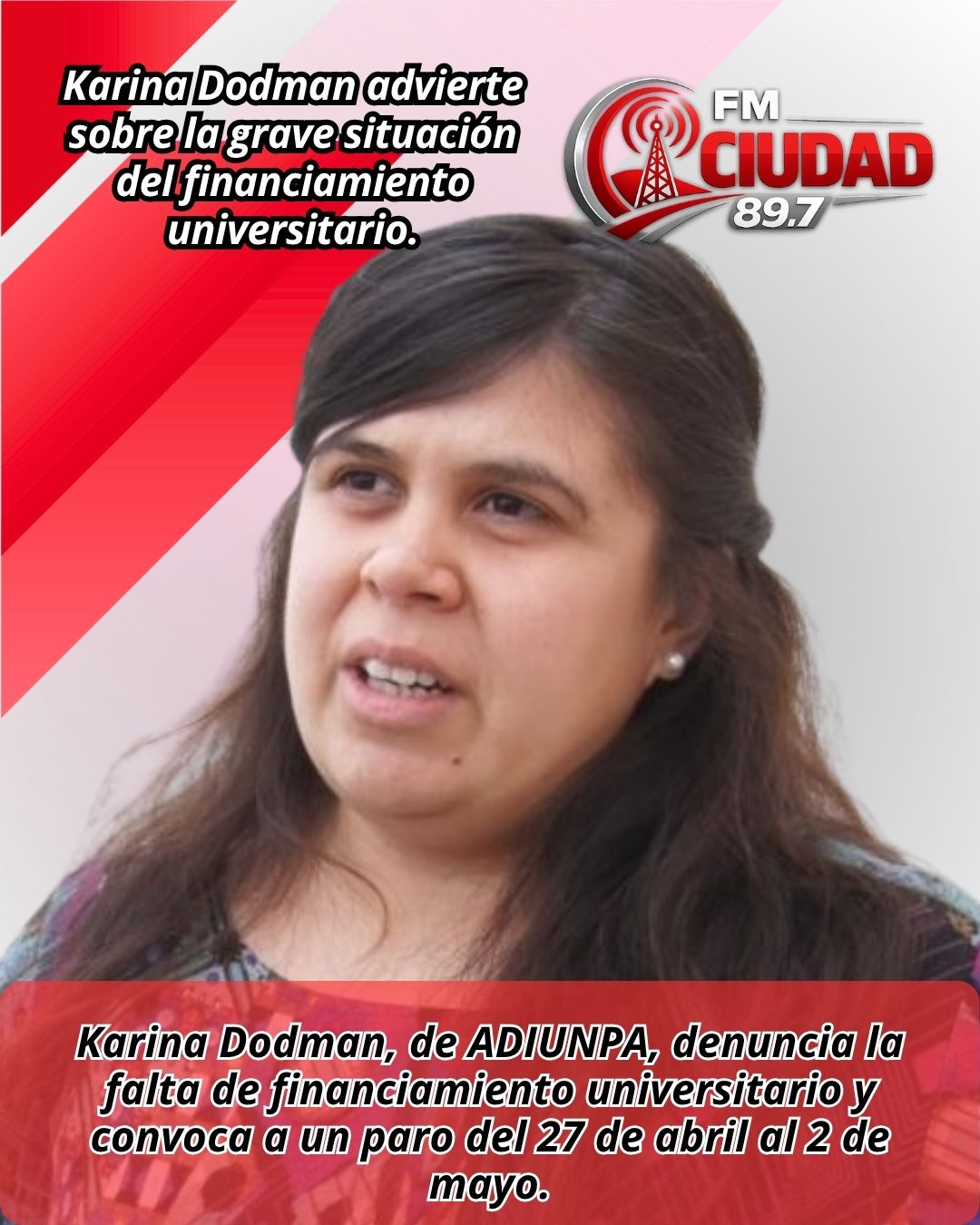 Karina Dodman advierte sobre la grave situación del financiamiento universitario.