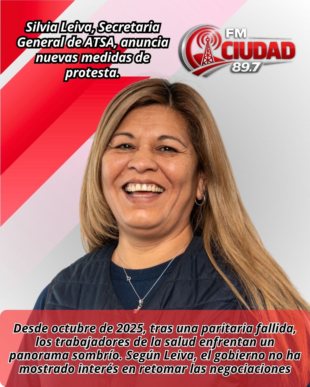 Silvia Leiva, Secretaria General de ATSA, anuncia nuevas medidas de protesta.