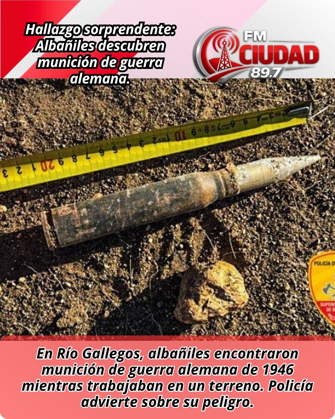 Hallazgo sorprendente: Albañiles descubren munición de guerra alemana.