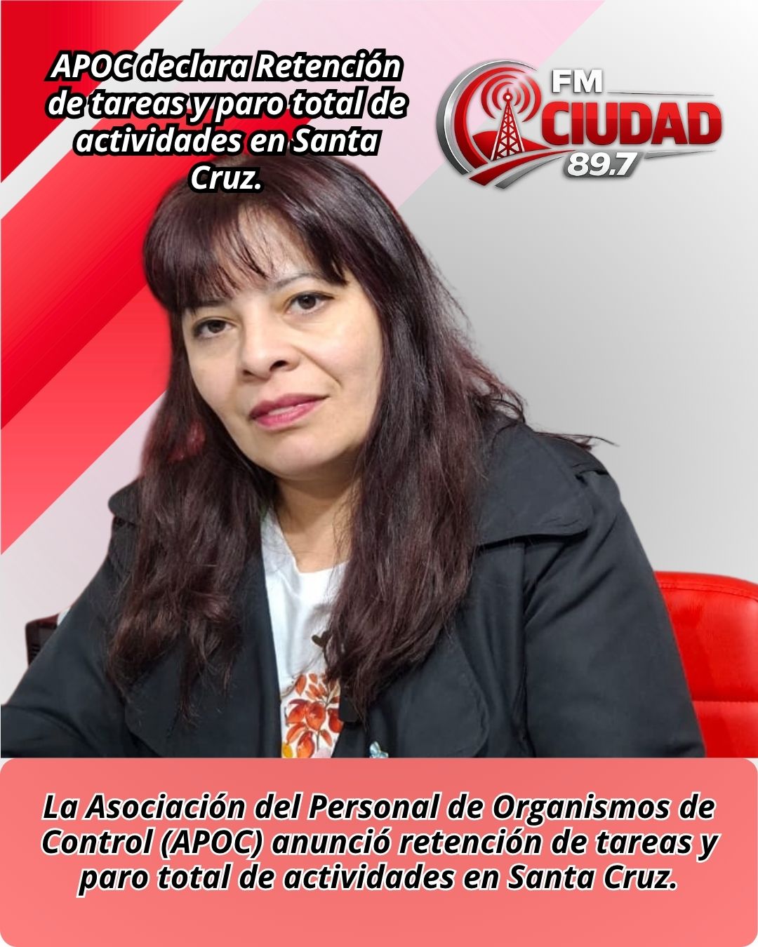 APOC declara Retención de tareas y paro total de actividades en Santa Cruz.