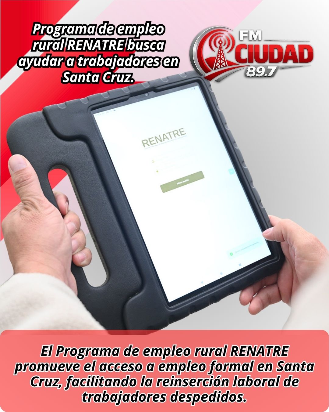 Programa de empleo rural RENATRE busca ayudar a trabajadores en Santa Cruz.