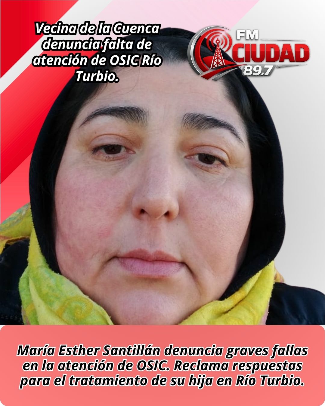 Vecina de la Cuenca denuncia falta de atención de OSIC Río Turbio.