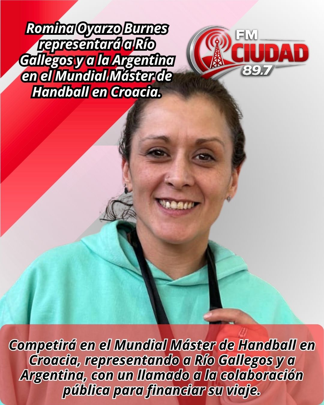Romina Oyarzo Burnes representará a Río Gallegos y a la Argentina en el Mundial Máster de Handball en Croacia.