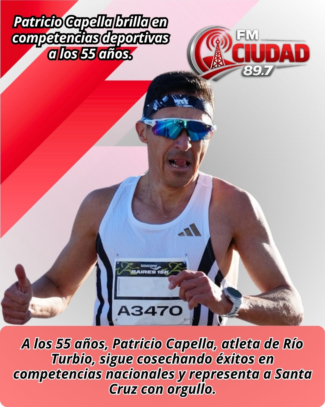 Patricio Capella brilla en competencias deportivas a los 55 años.