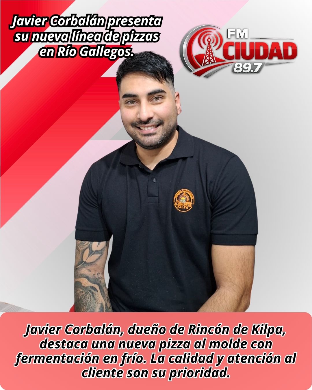 Javier Corbalán presenta su nueva línea de pizzas en Río Gallegos.
