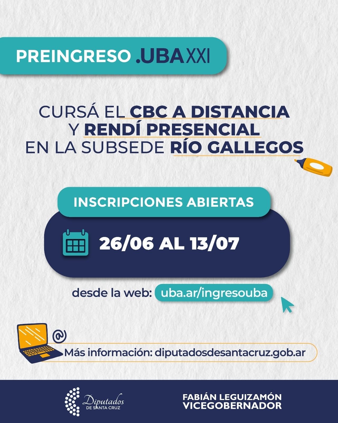 Preinscripción para cursar materias del CBC a distancia