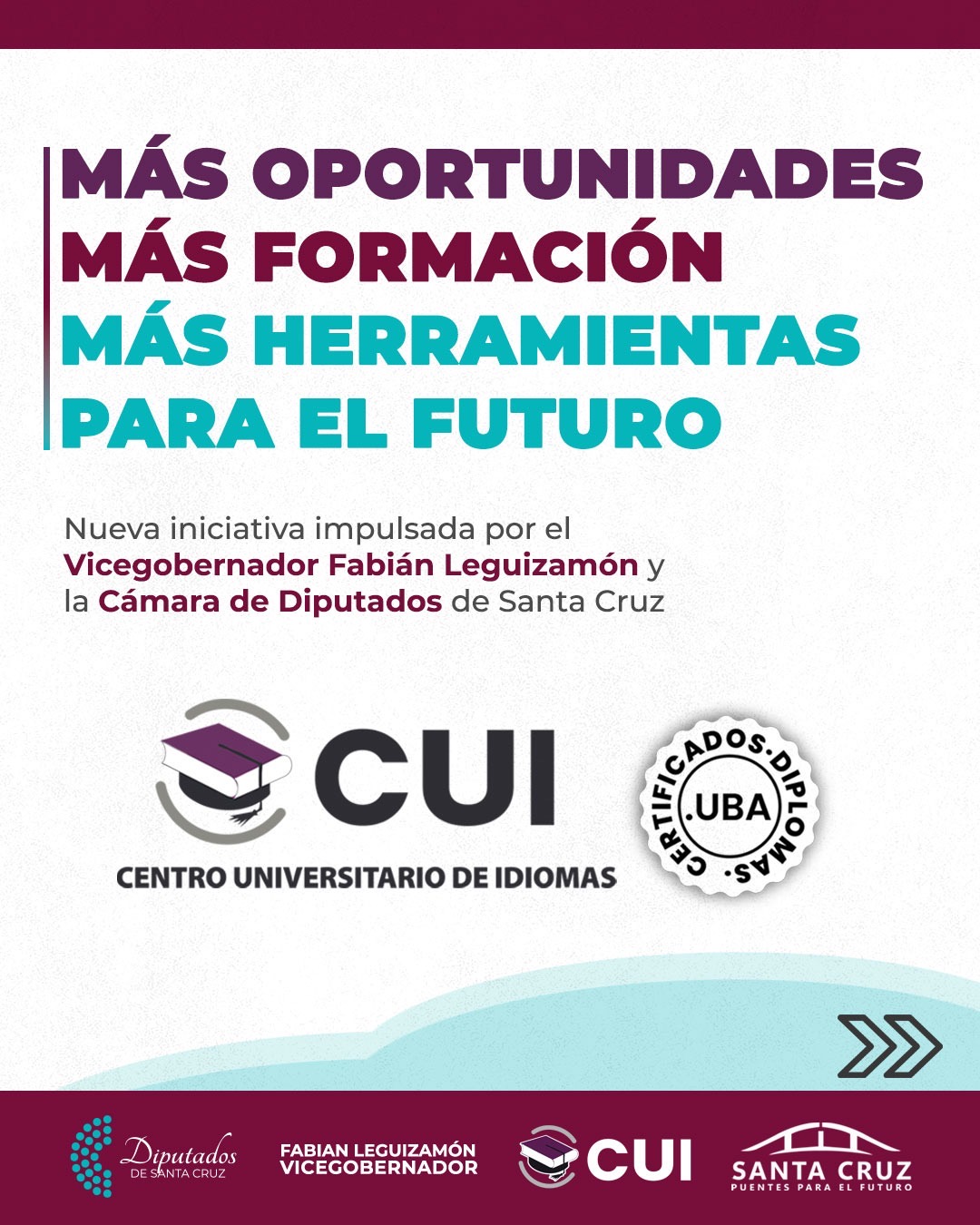 El vicegobernador Fabián Leguizamón anunció el lanzamiento del convenio de la Cámara de Diputados de Santa Cruz con el CUI para estudiar idiomas de forma gratuita